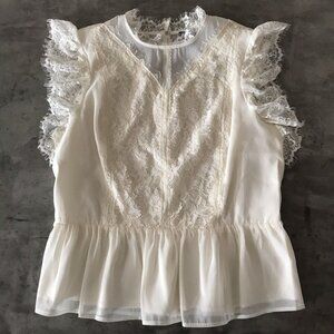 Express Top Womens Large Lace Cream Ethereal Victorian Romantic Coquette Fairy